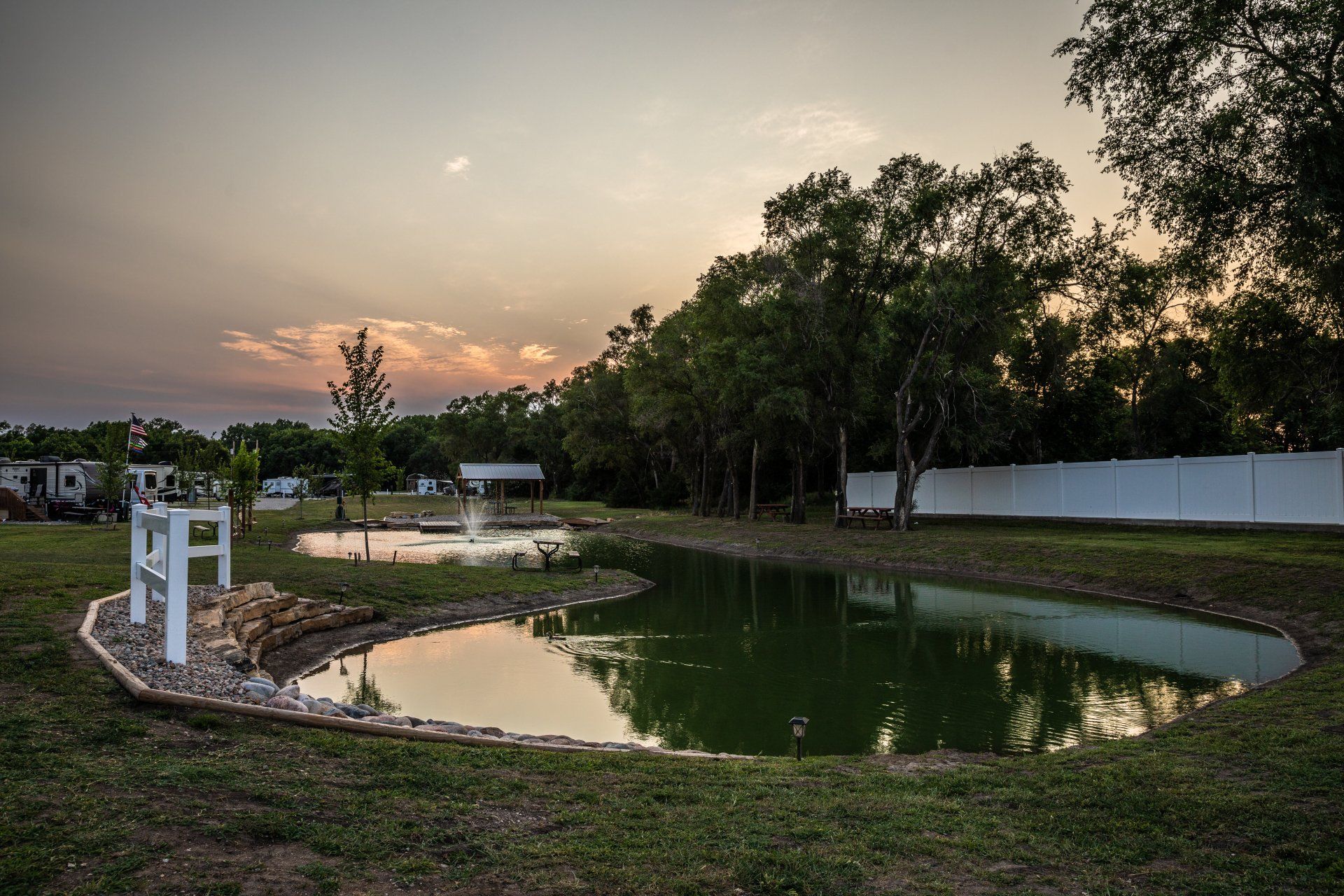 Creek Side Resort Fishing Pond at the RV Park in Hays, Kansas