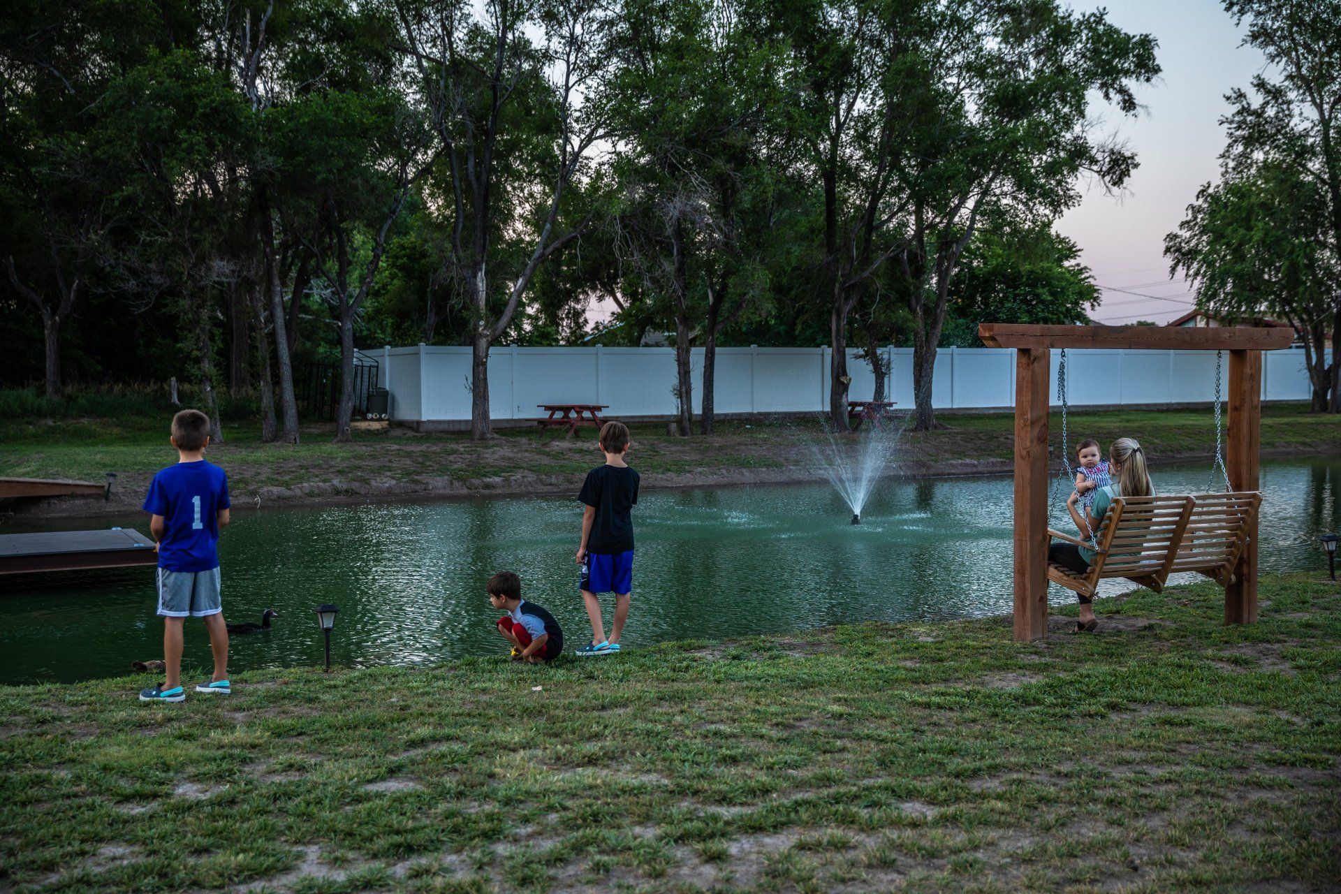 Kids at the fishing pond at Creek Side Resort in Hays, Kansas