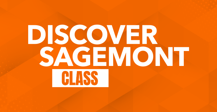 Discover Sagemont class logo in white text on an orange background.