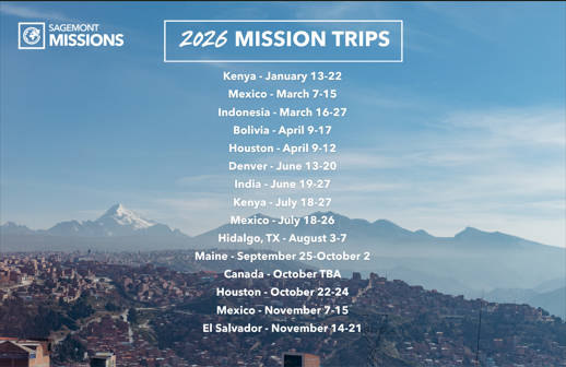 2026 Mission trip list
