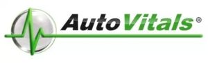 a logo for auto vitals with a heartbeat on it