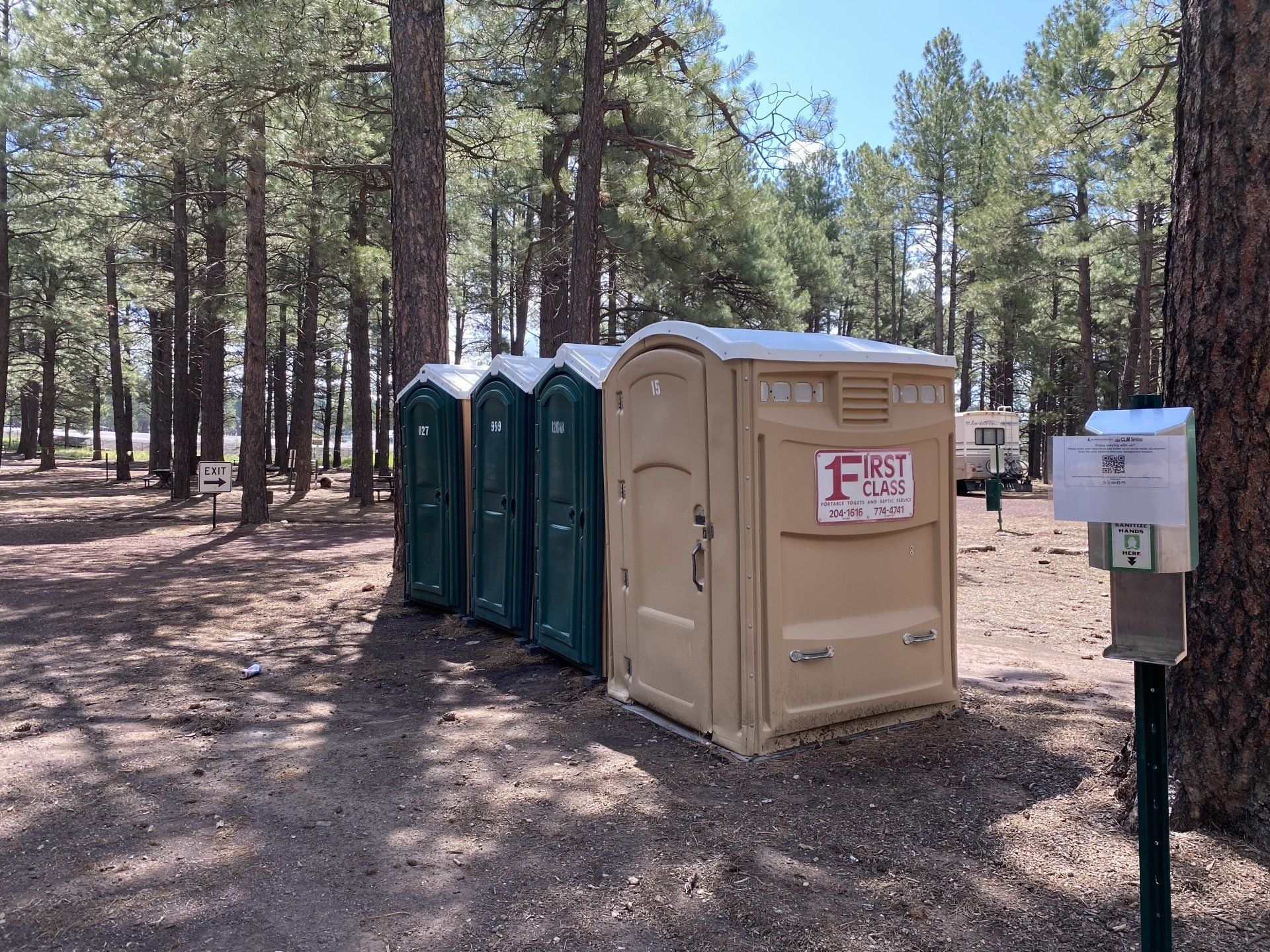 Portable restrooms with scanner | Flagstaff, AZ | First Class Sanitation