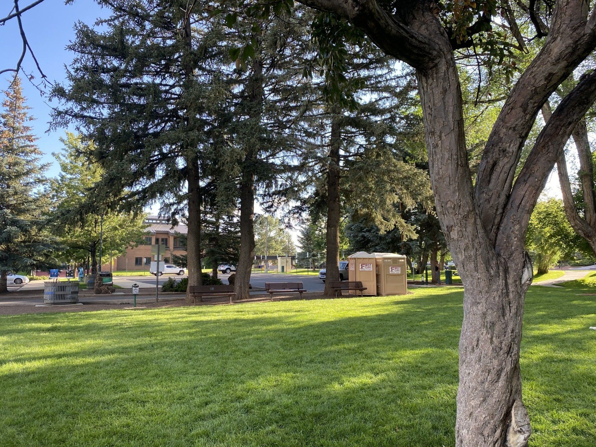 Portable restroom with scenery | Flagstaff, AZ | First Class Sanitation