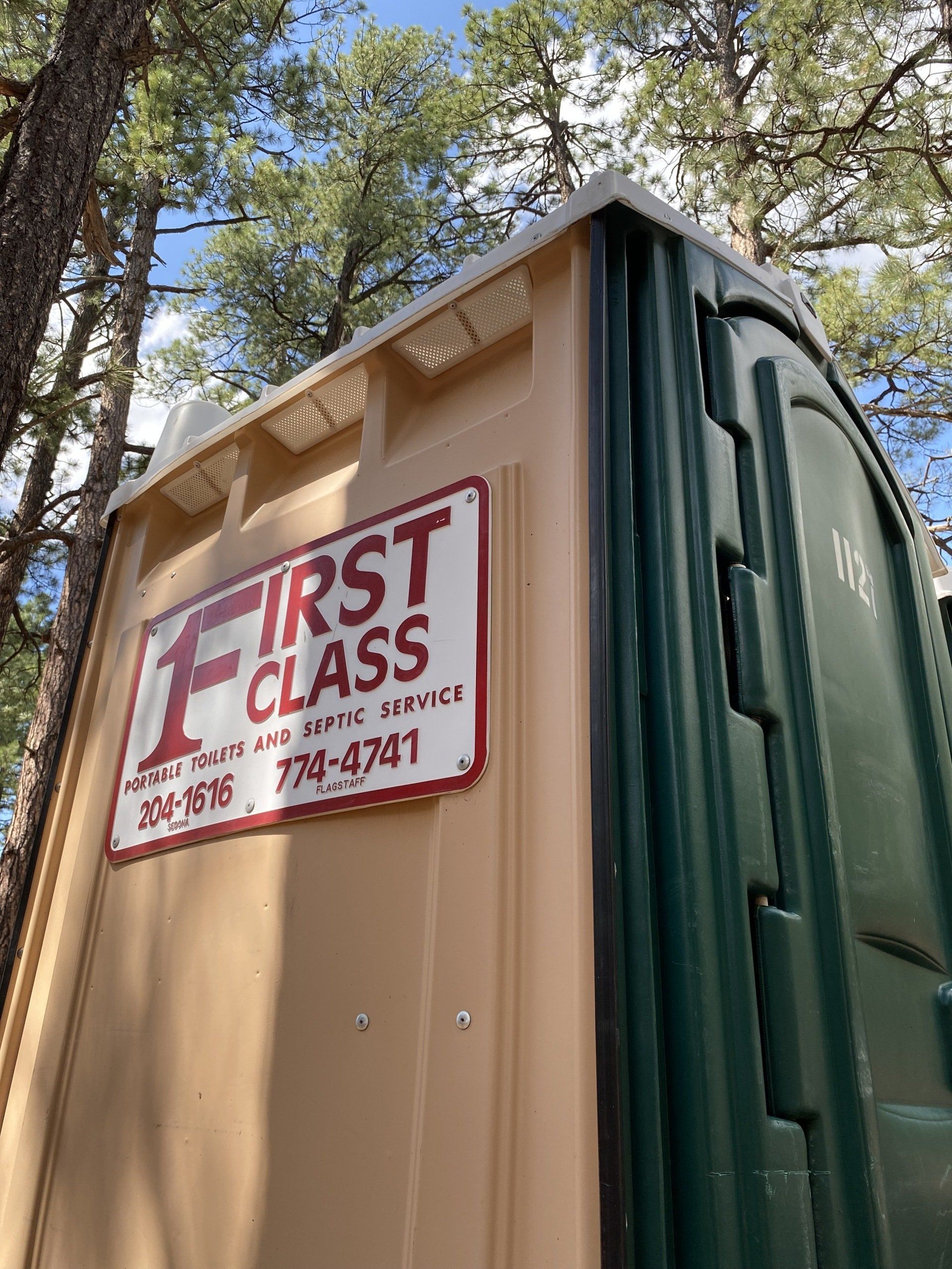 Portable restroom close up | Flagstaff, AZ | First Class Sanitation