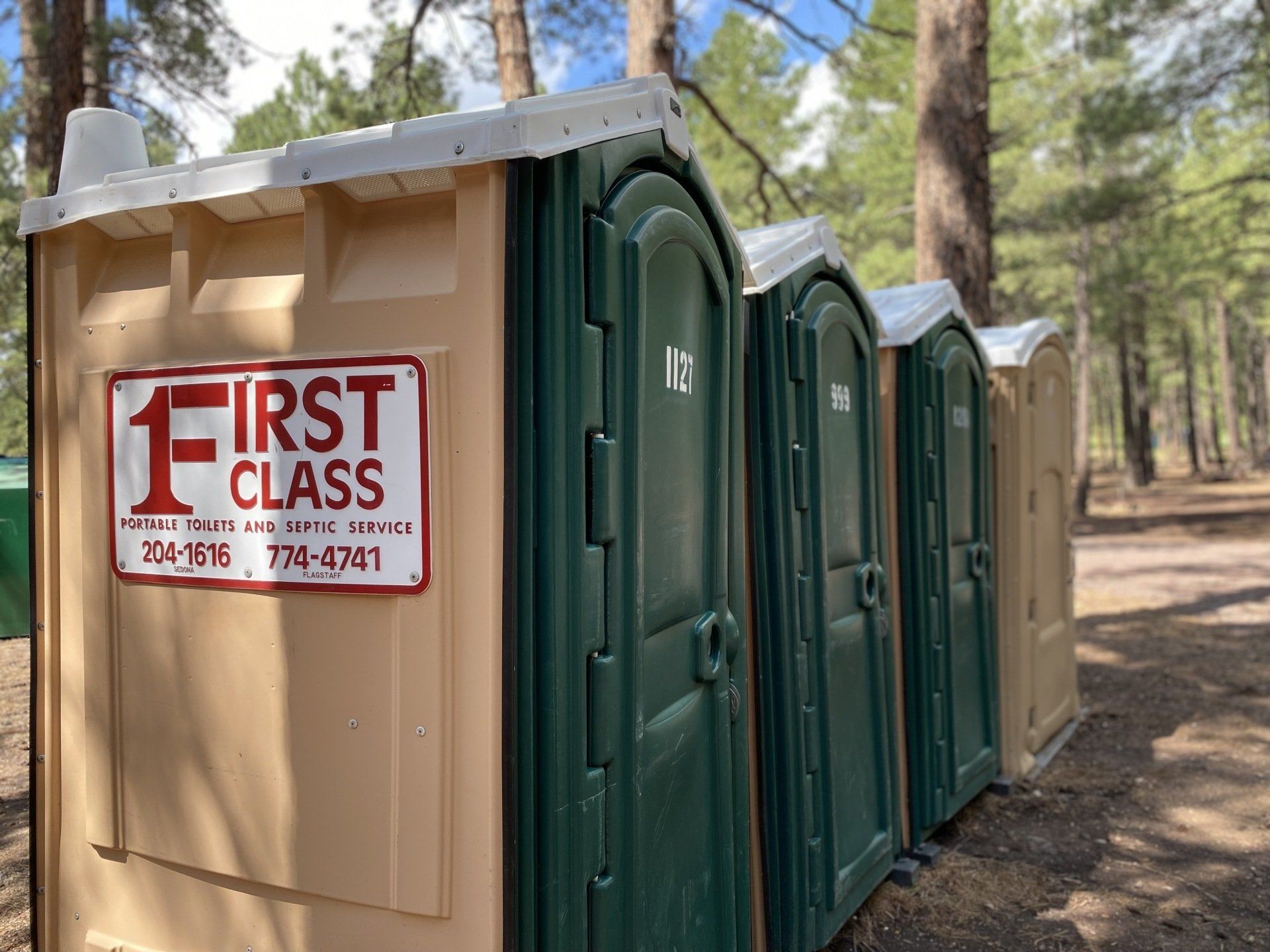 Portable restrooms in forest | Flagstaff, AZ | First Class Sanitation