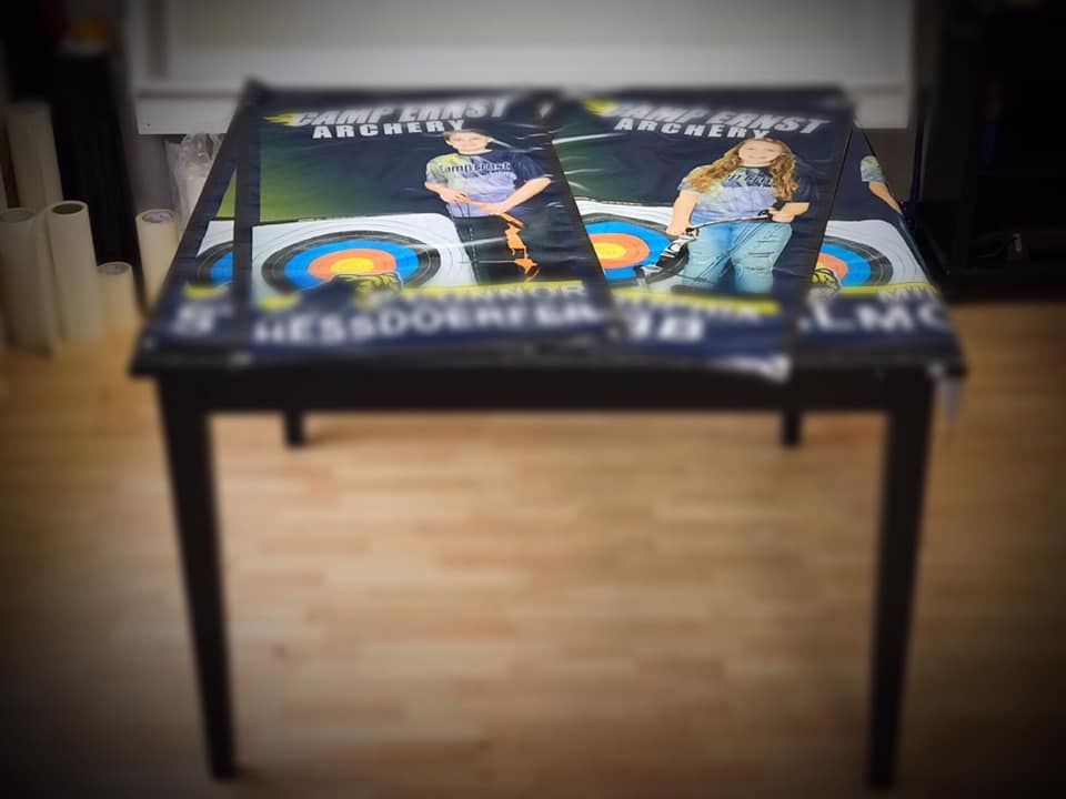 A table with a picture of a man and a woman on it
