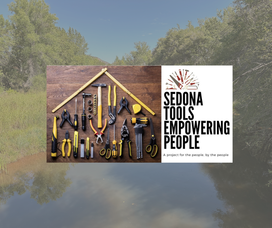 A wooden table with tools and a sign that says step tools library