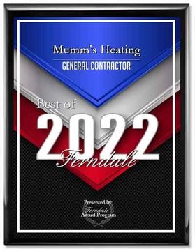 a plaque that says mummy 's heating general contractor best of 2022