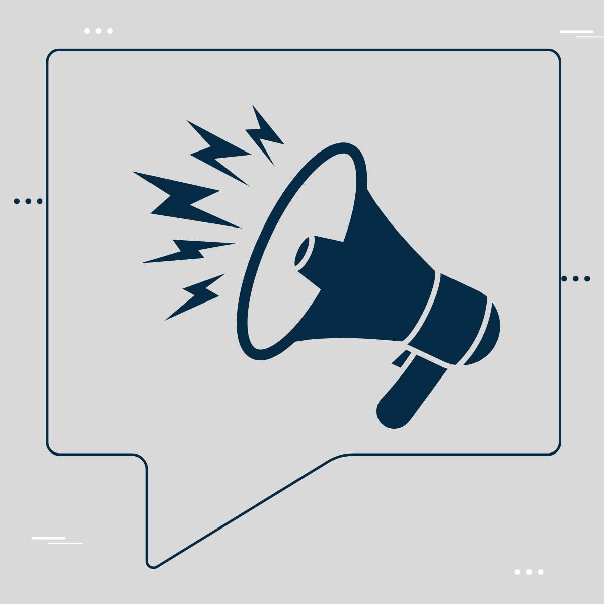 A megaphone is coming out of a speech bubble.