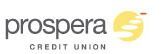 The logo for the prospera credit union is yellow and black.