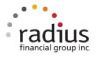 A logo for radius financial group inc. is shown on a white background.