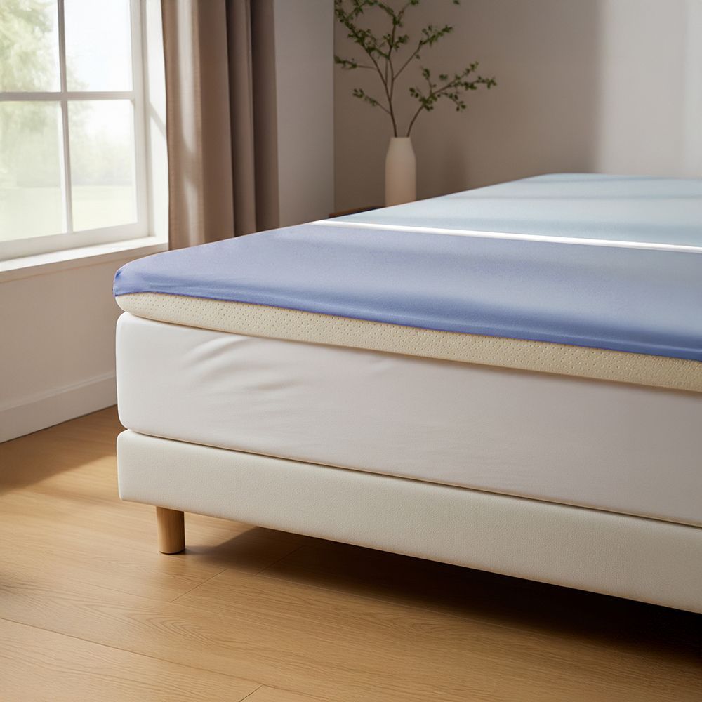 床大師 馬卡龍雙拼天然乳膠薄墊 5cm -藍