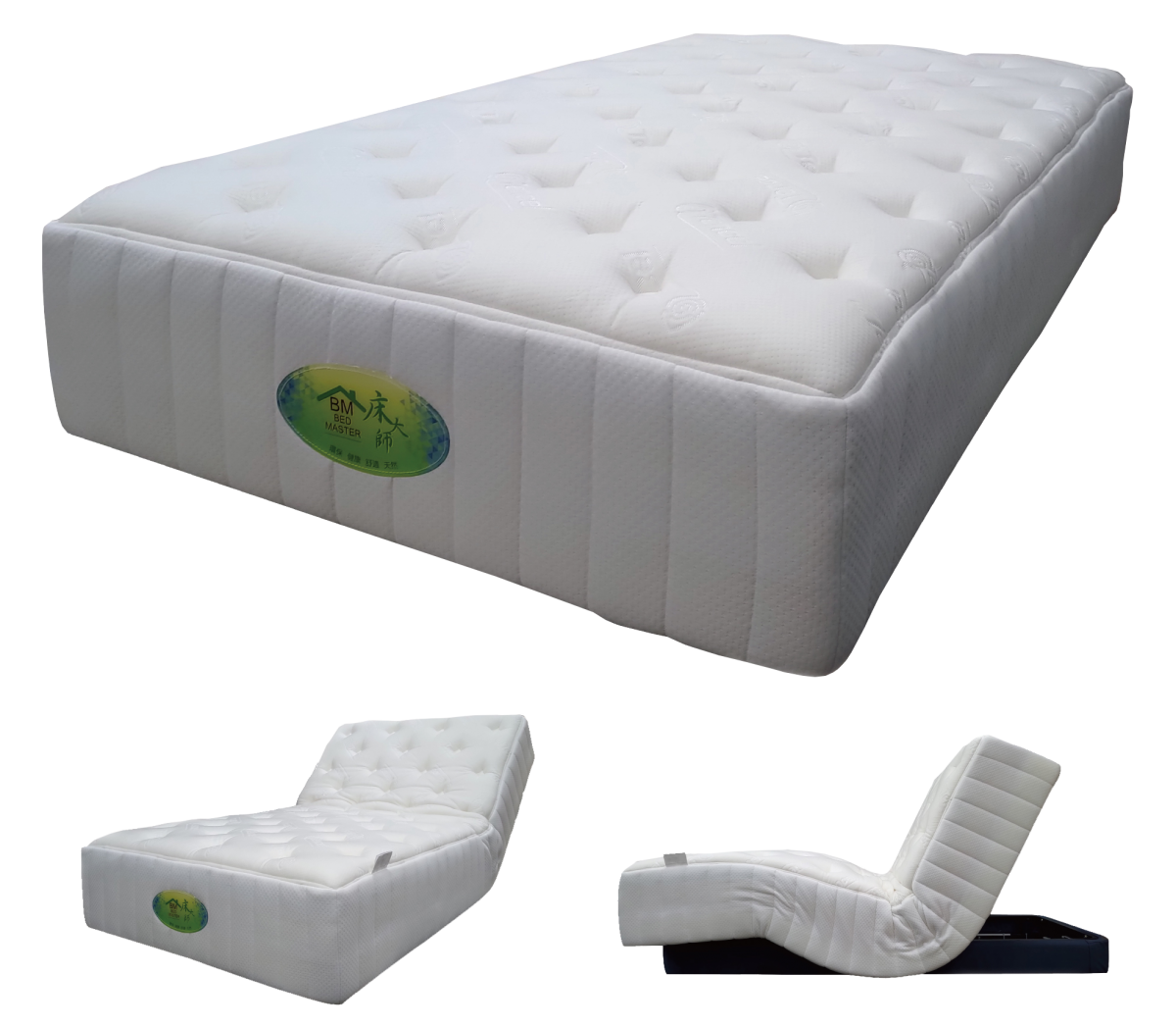 一張白色床墊，上面貼著綠色貼紙