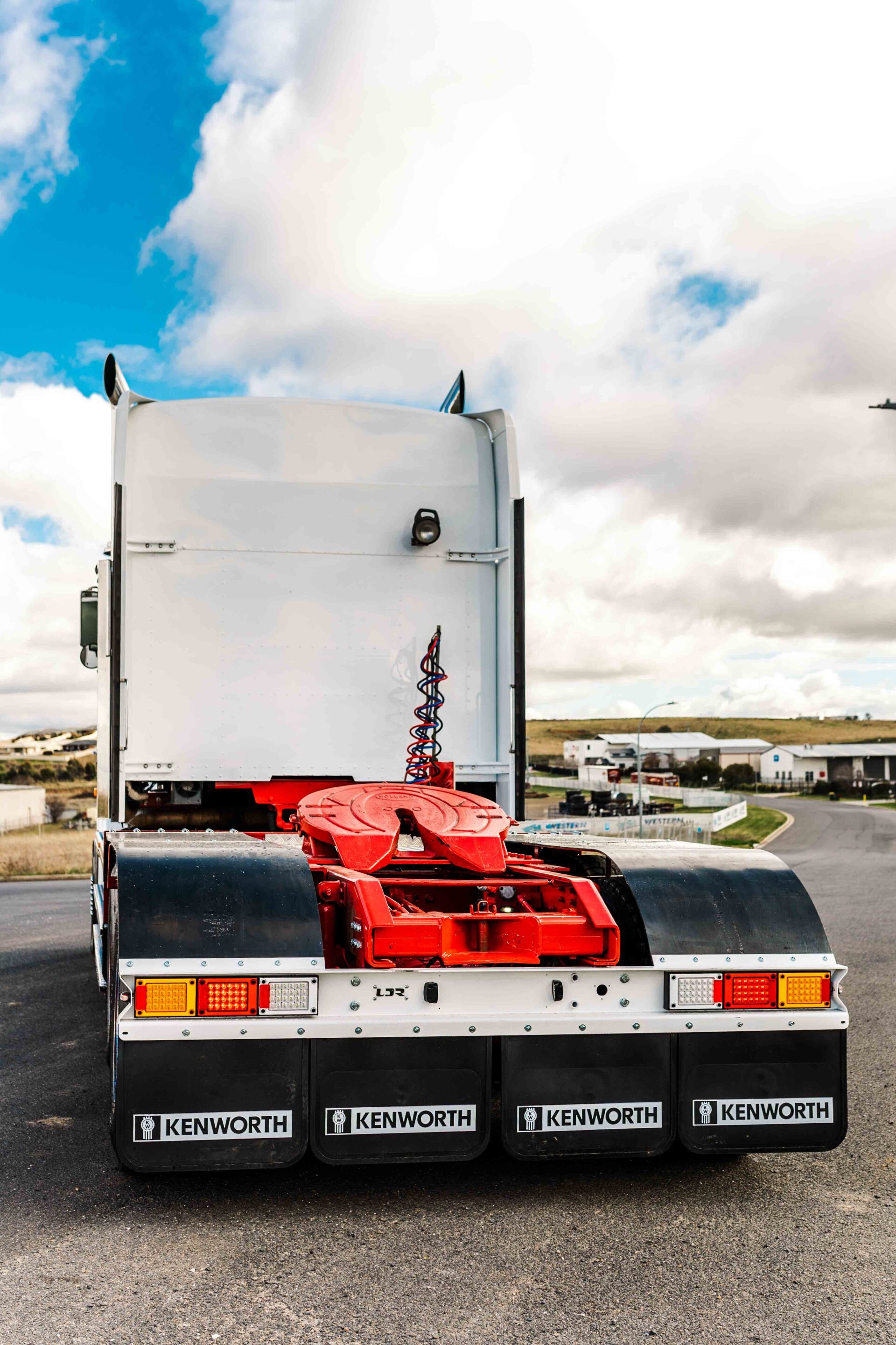Kenworth truck, truck parts, yard pulls, rear bumper installation, rubber mudguards, QLD, truck body accessories