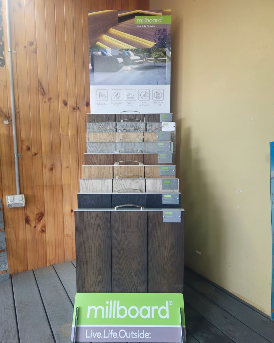 A Millboard Decking Display Showcasing Various Wood-Look Composite Boards — Express Timber Solutions In Long Jetty, NSW
