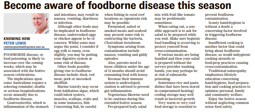Become aware of foodborne disease this season