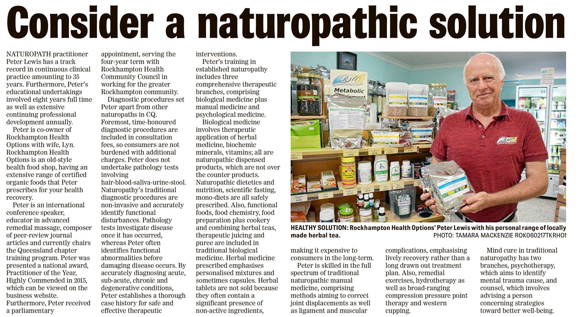 article on naturopathic solution