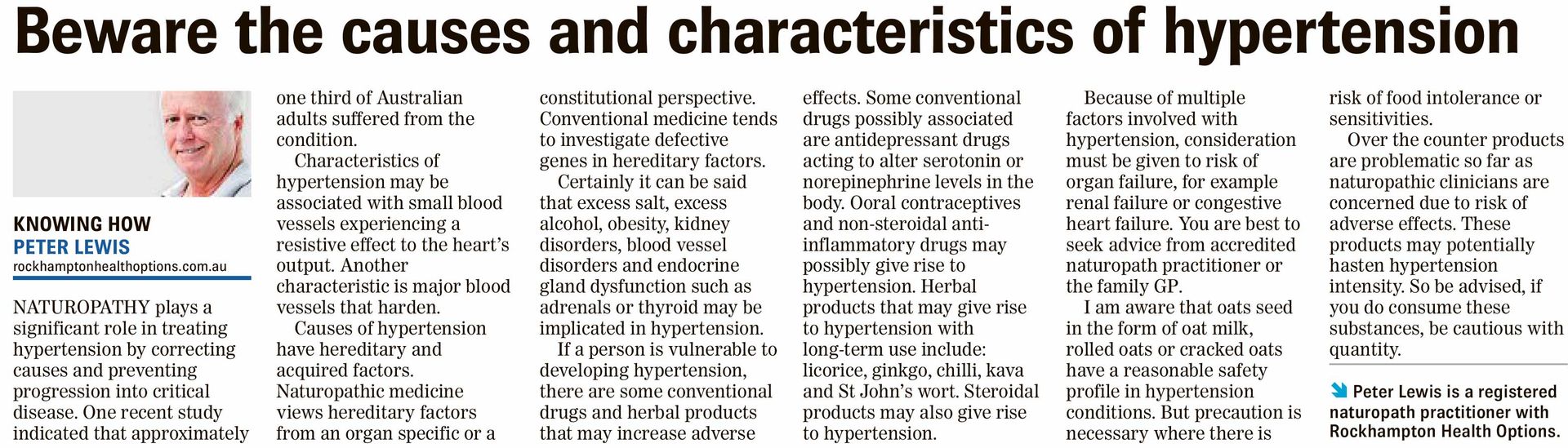 Beware the causes and characteristics of hypertension article 