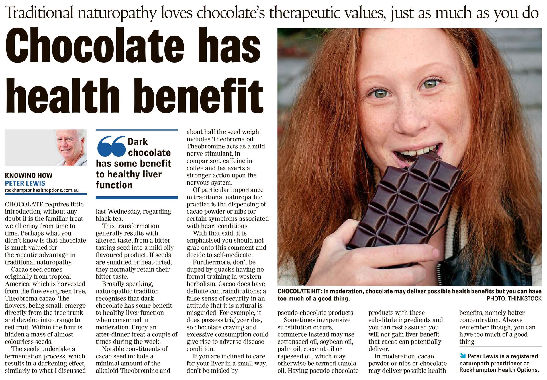 Article on Benefits of chocolate 