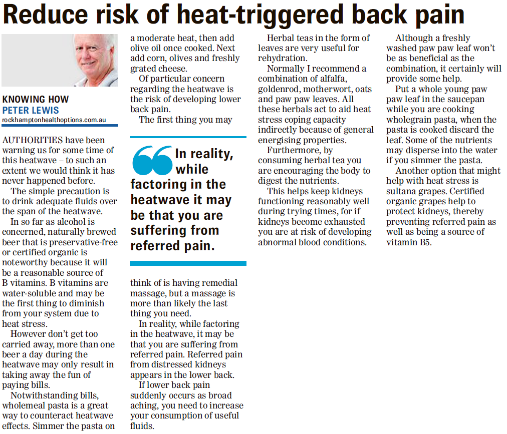 Reduce  risk  of  heat-triggered  back  pain