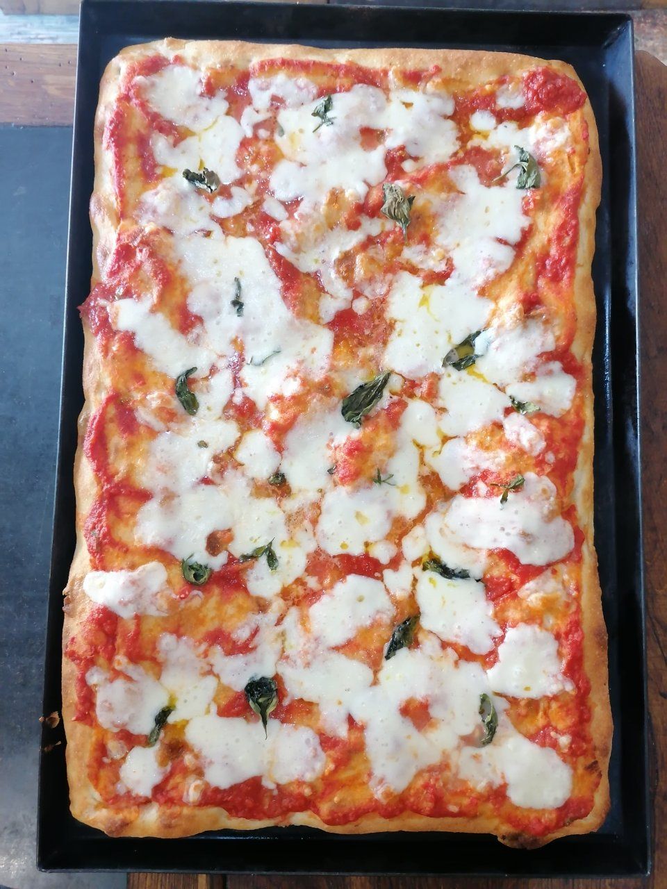 pizza margherita in teglia