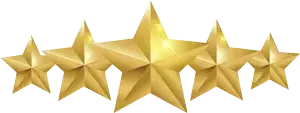A row of gold stars on a white background.