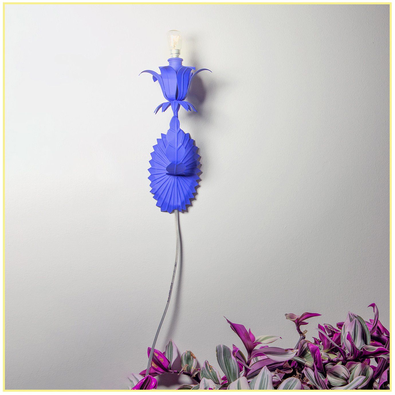  POWER SUIT, VINTAGE WALL LAMP, FLOWER, STRONG BLUE
