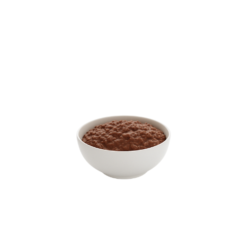 Een witte kom gevuld met cereals met chocolade smaak