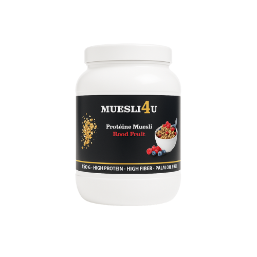 Een goede start van de dag met deze heerlijke en goed vullende proteïne muesli met rood fruit.