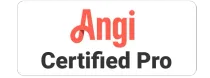 Angi Certified Pro badge in red and black within a white rectangle.