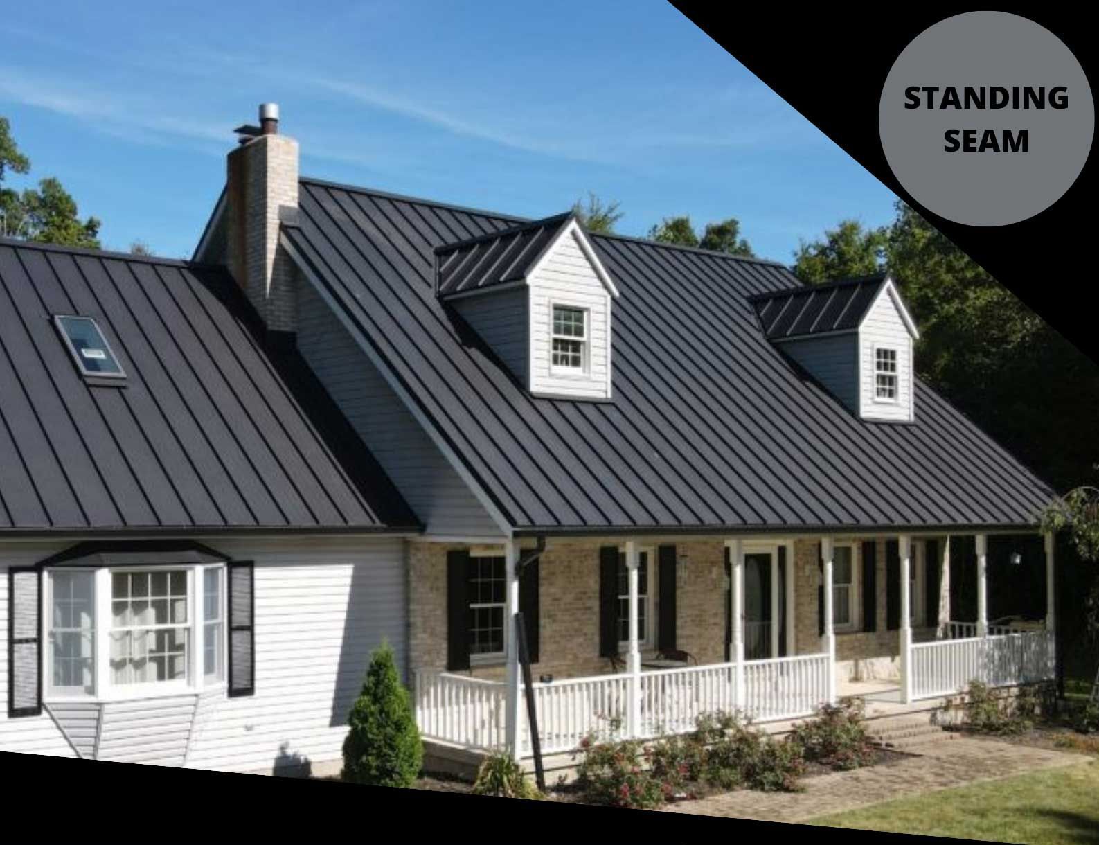 A house with a standing seam metal roof