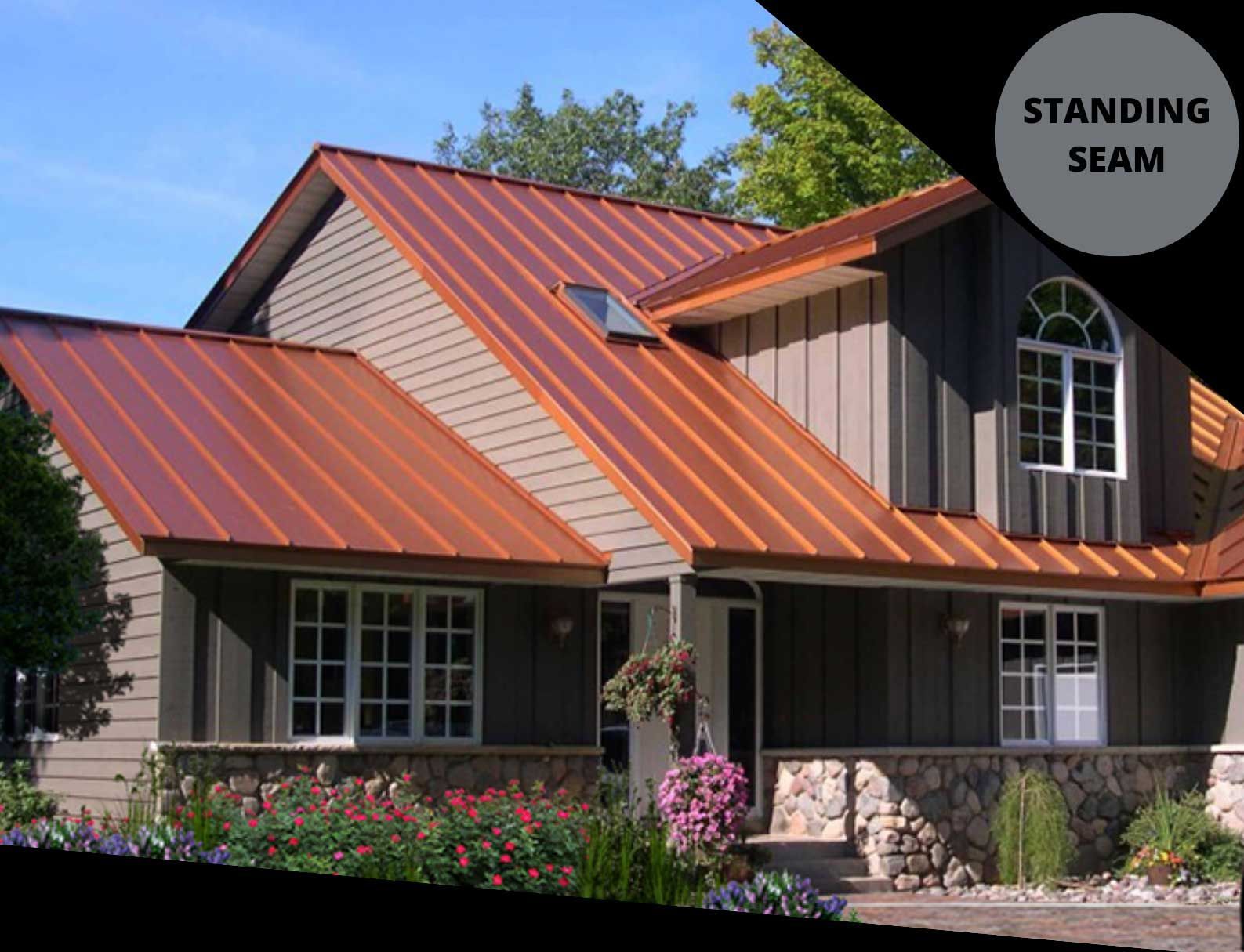 A house with a standing seam metal roof