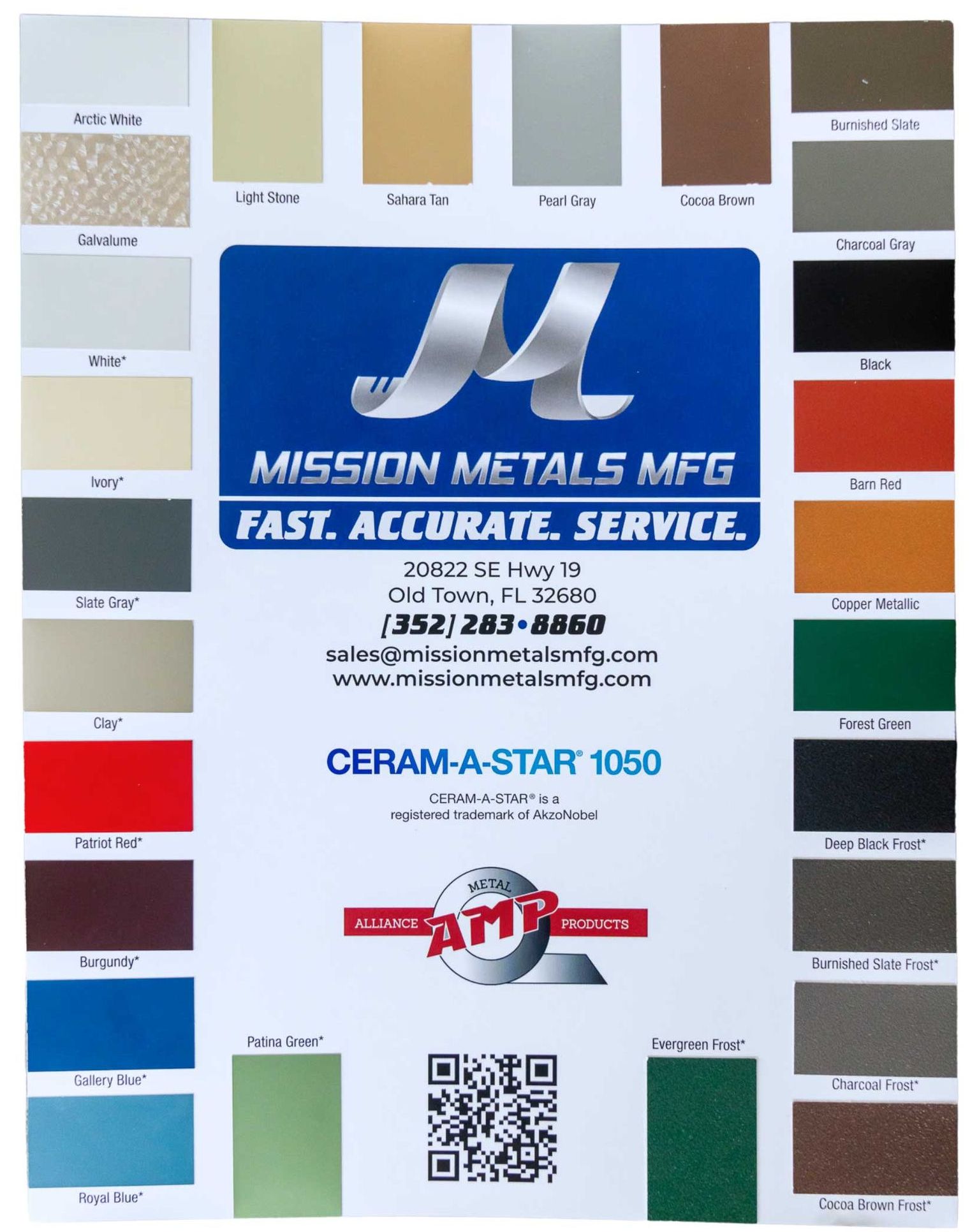 A poster for mission metals mfg fast accurate service