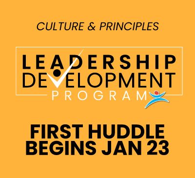 Orange graphic for Leadership Development Program. Text: