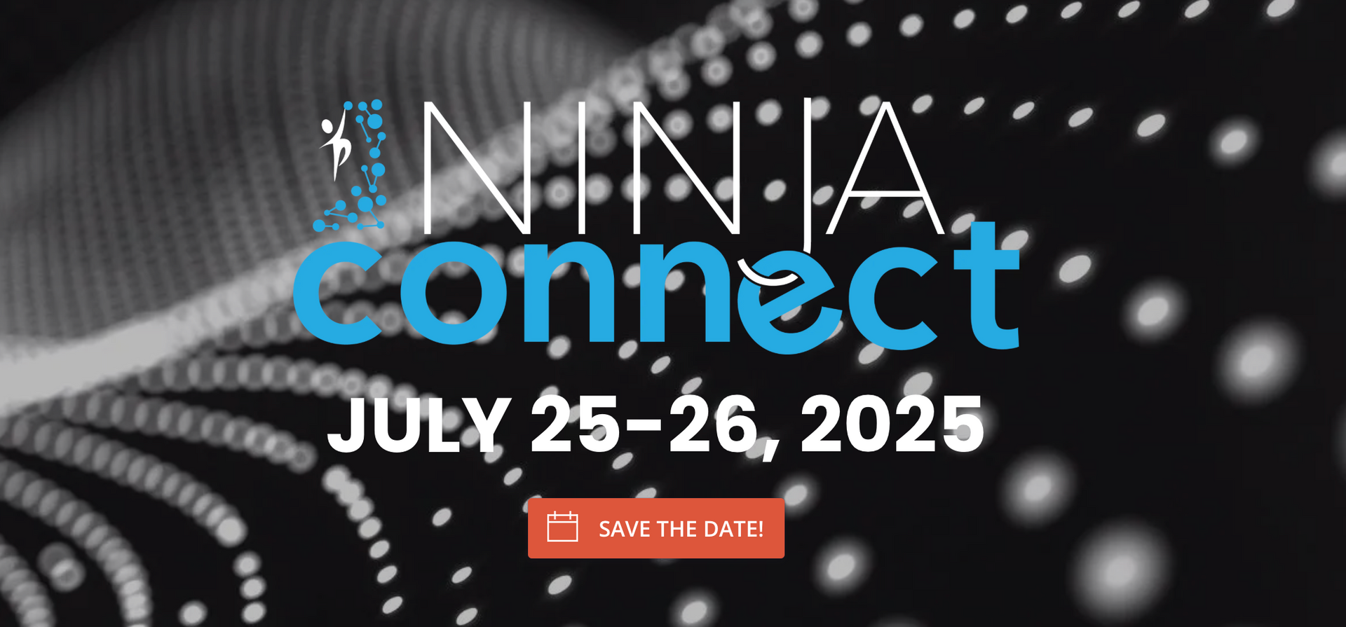 A blue and black logo for ninja connect