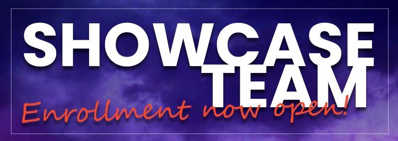 A sign that showcase team enrollment is open.