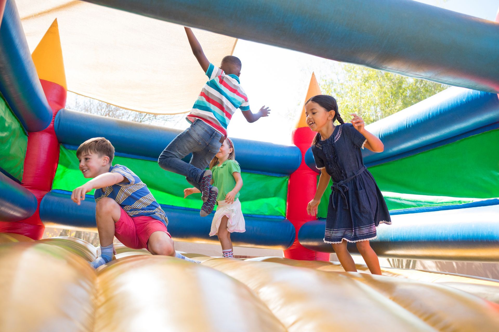 Bounce houses at Kids First' Fall Festival