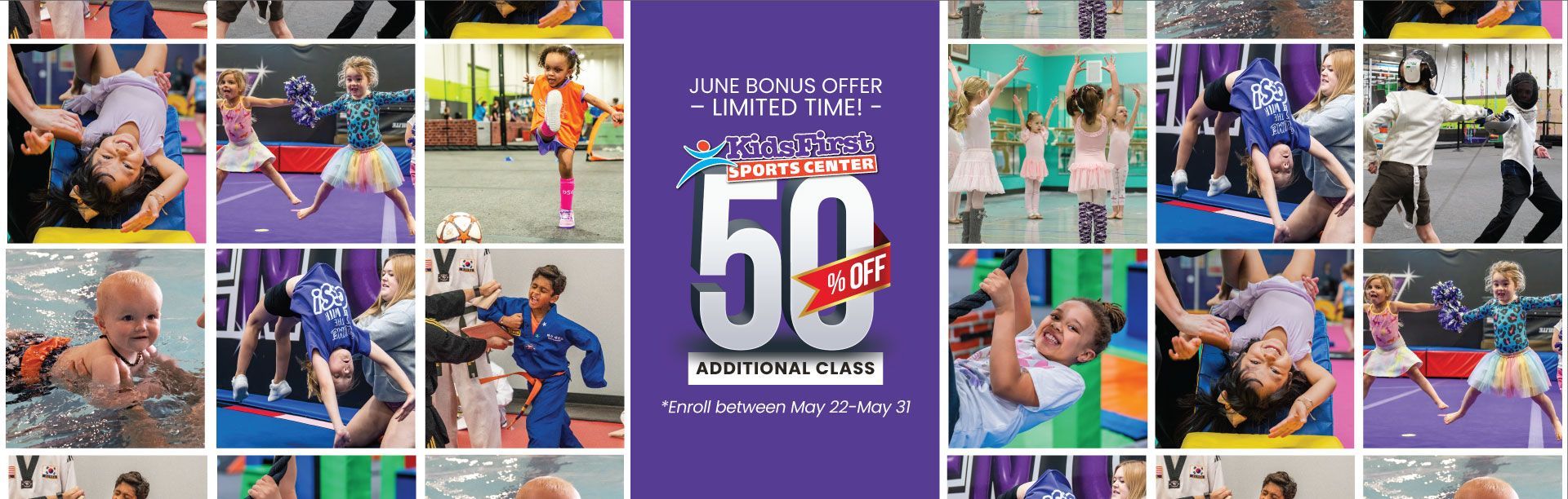 Collage of cricket action photos around a purple “50 years” anniversary poster.