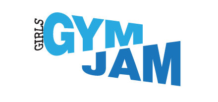 Girls Gym Jam logo in blue.