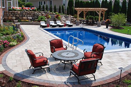 Stamped concrete pool deck in Chardon