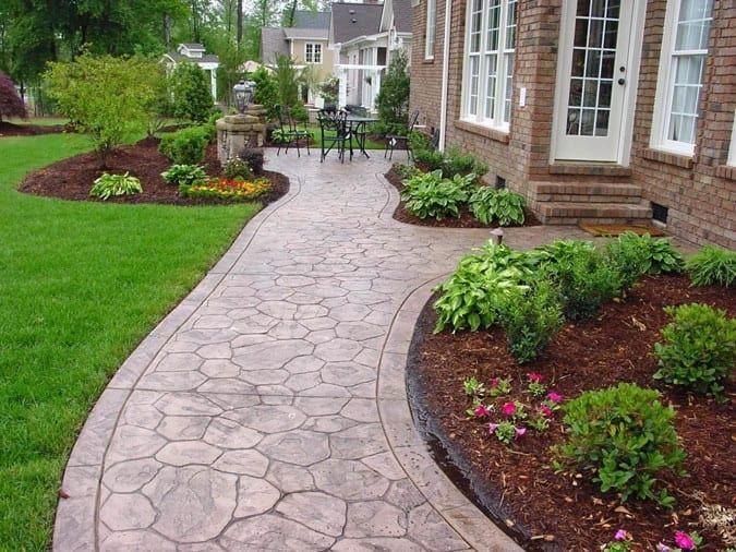 stamped concrete walkway