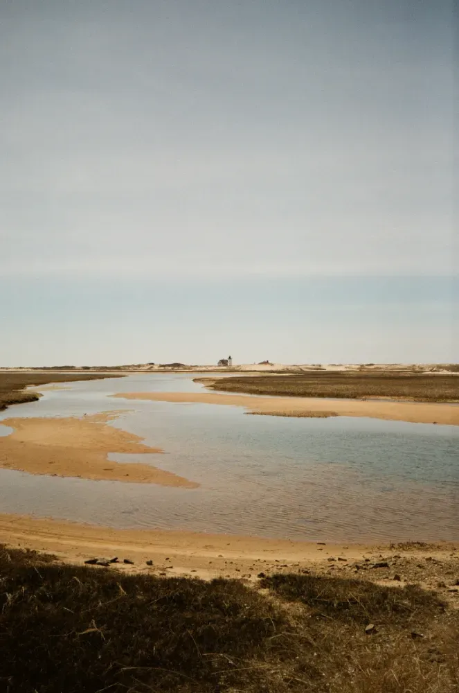 A film photograph of Race Point lighthouse in Massachusetts