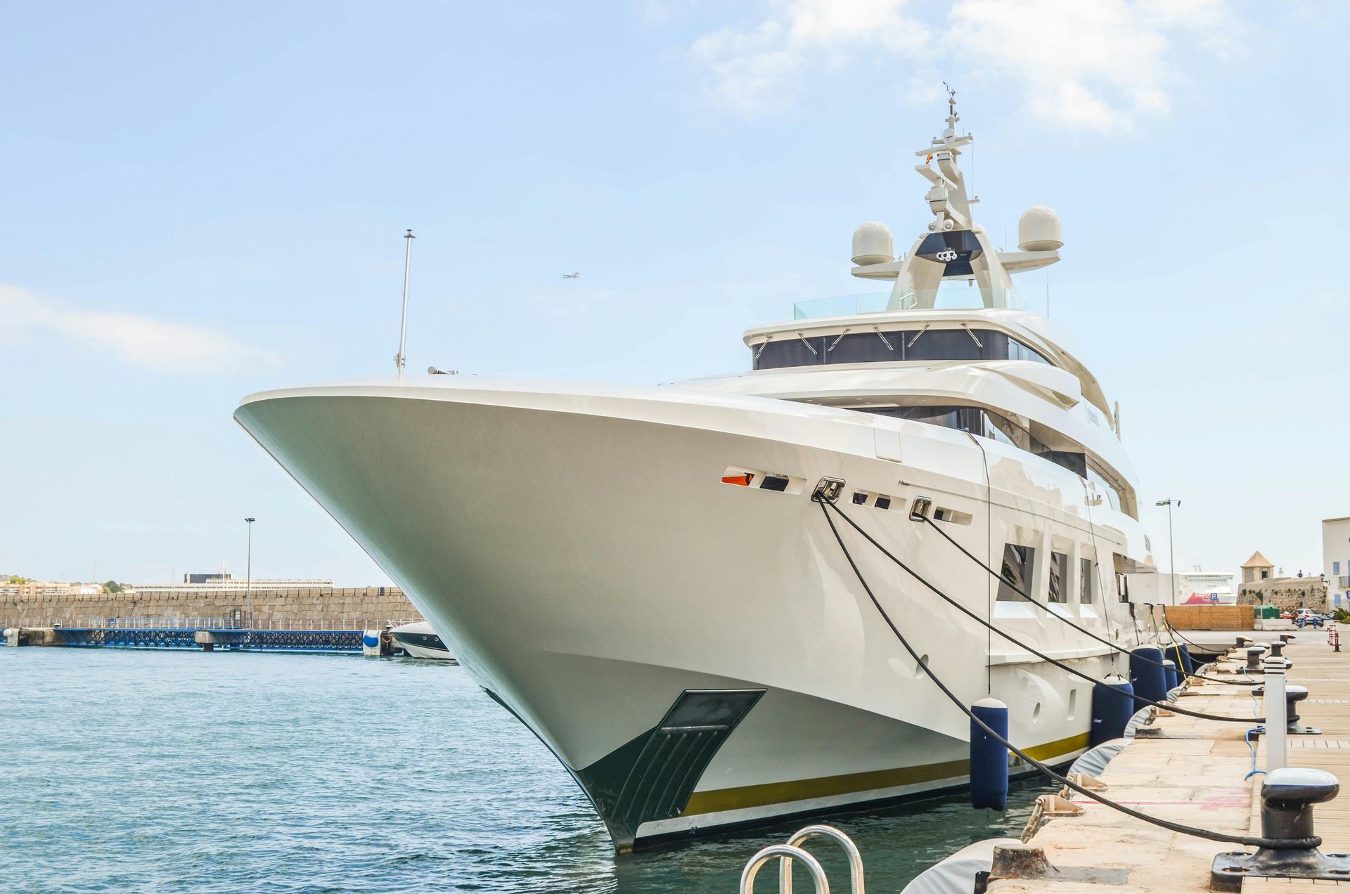 Pristine yacht moored in San Diego after professional cleaning
