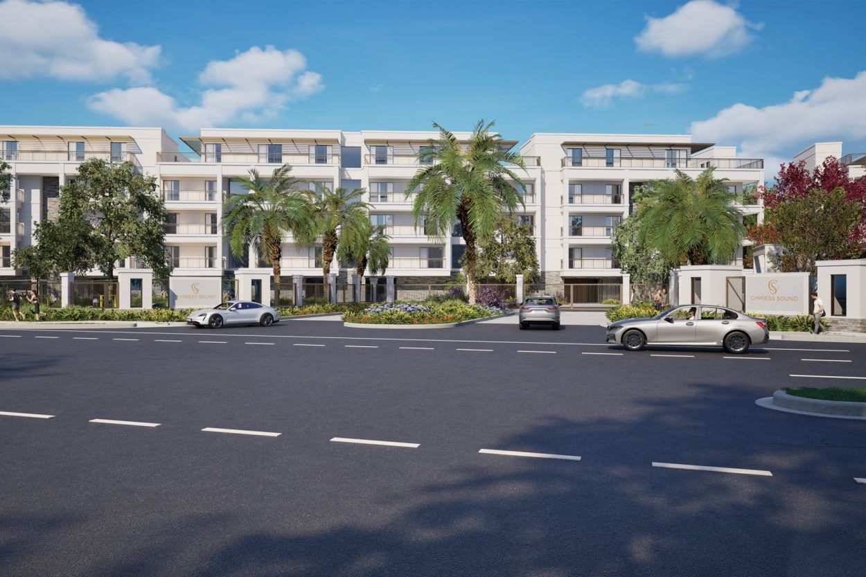 Exterior rendering of Cypress Sound gated luxury condominium community near Lake Buena Vista, Orlando.