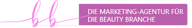 A purple sign that says die marketing-agentur fur die beauty branche