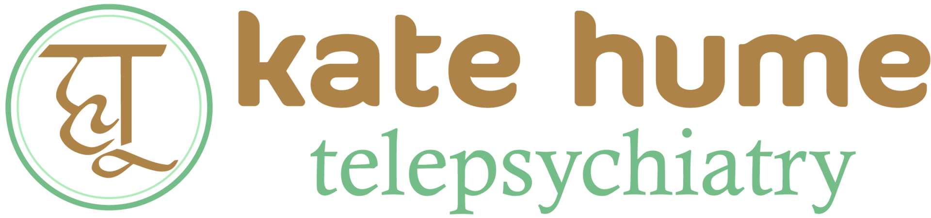 A logo for kate hume telepsychiatry is shown