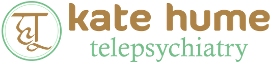 A logo for kate hume telepsychiatry is shown