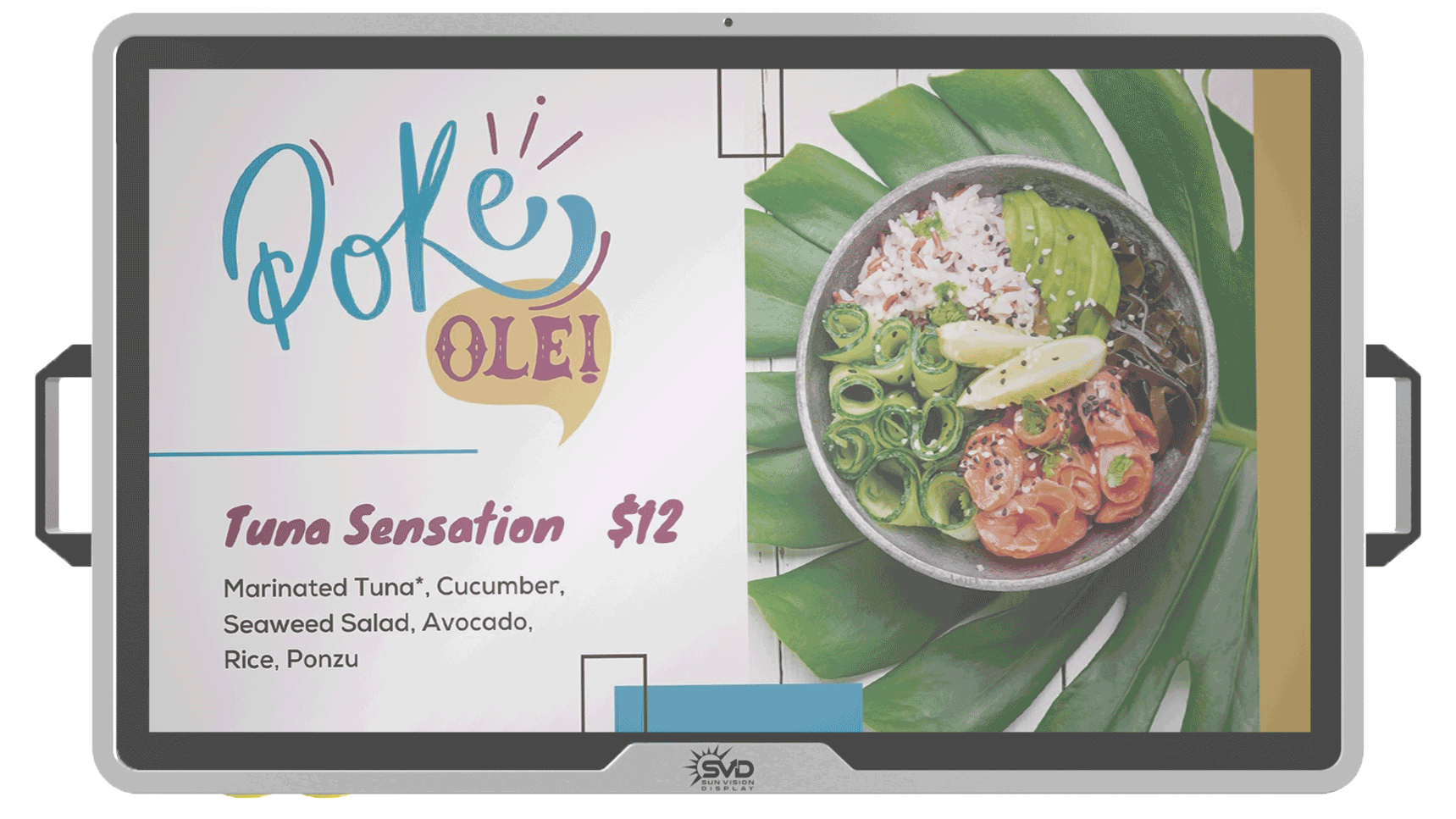 Sun Vision Display RLCD Food Truck Digital Menu Board (front view)