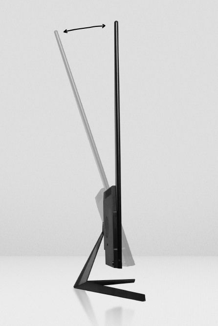 A computer monitor is sitting on top of a white table.