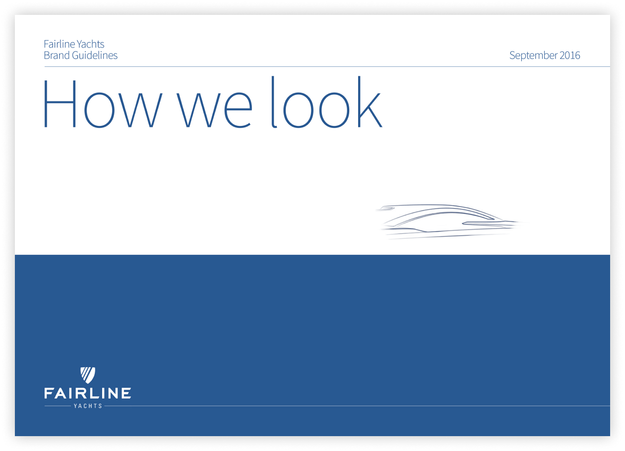 Fairline Yachts brand guidelines. © The Animo Group Ltd.